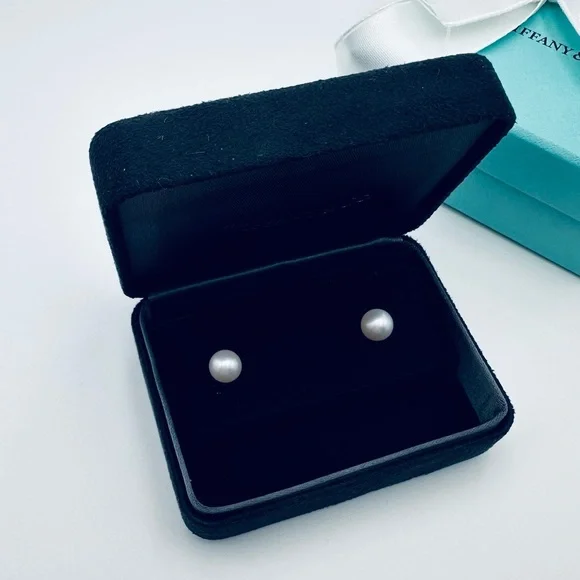 Tiffany & Co. 18K White Gold Akoya Pearls Signature Earrings with Packaging - Picture 10 of 11